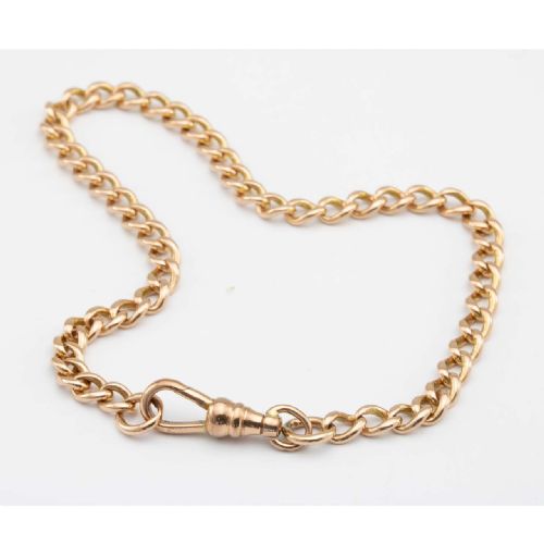 ANTIQUE 9CT ROSE GOLD CURB BRACELET WITH DOG CLIP - ADDITIONAL PHOTO 2