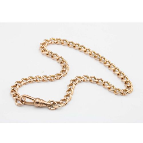 ANTIQUE 9CT ROSE GOLD CURB BRACELET WITH DOG CLIP - ADDITIONAL PHOTO 3