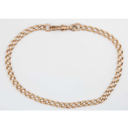 ANTIQUE 9CT ROSE GOLD CURB BRACELET WITH DOG CLIP - ADDITIONAL PHOTO 4