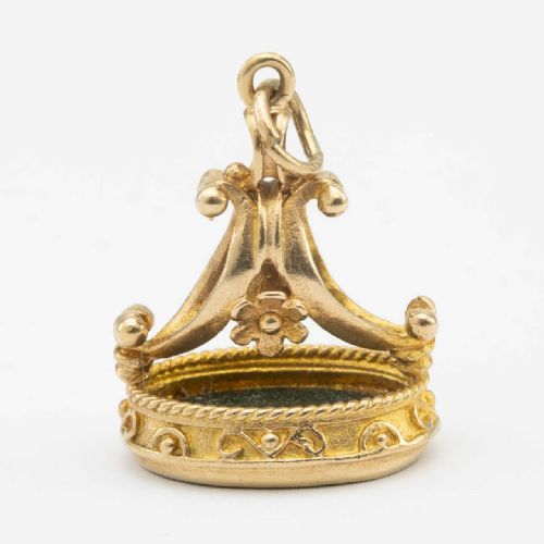 VINTAGE 9CT GOLD BLOODSTONE FOB CHARM PENDANT - ADDITIONAL PHOTO 2