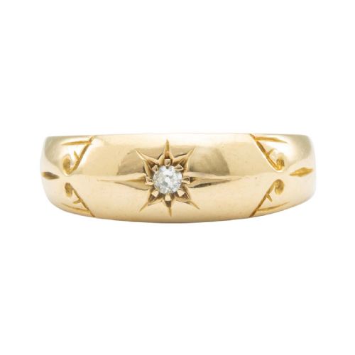 edwardian 18ct gold diamond gypsy ring - CATEGORY: ANTIQUE JEWELLERY - DATED EDWARDIAN