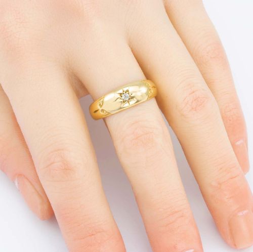 EDWARDIAN 18CT GOLD DIAMOND GYPSY RING - ADDITIONAL PHOTO 6