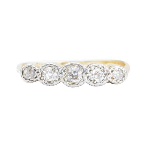 antique 18ct gold old cut diamond 5 stone ring - CATEGORY: ANTIQUE JEWELLERY - DATED 1910