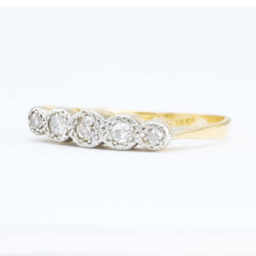 ANTIQUE 18CT GOLD OLD CUT DIAMOND 5 STONE RING - ADDITIONAL PHOTO 1