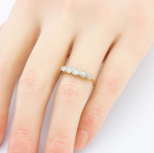 ANTIQUE 18CT GOLD OLD CUT DIAMOND 5 STONE RING - ADDITIONAL PHOTO 6
