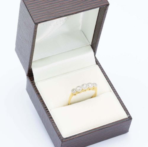 ANTIQUE 18CT GOLD OLD CUT DIAMOND 5 STONE RING - ADDITIONAL PHOTO 7