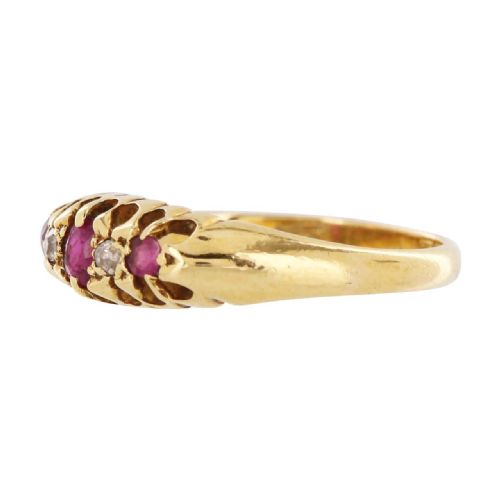 ANTIQUE 18CT GOLD RUBY AND DIAMOND RING - ADDITIONAL PHOTO 2