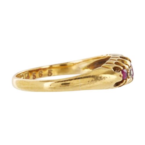 ANTIQUE 18CT GOLD RUBY AND DIAMOND RING - ADDITIONAL PHOTO 4