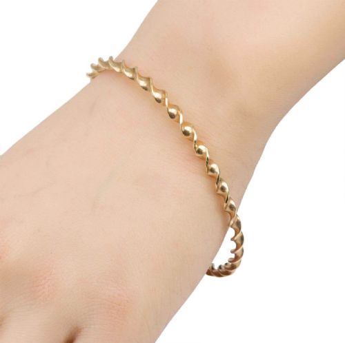 VINTAGE 9CT GOLD TWISTED BANGLE 11 GRAMS - ADDITIONAL PHOTO 1