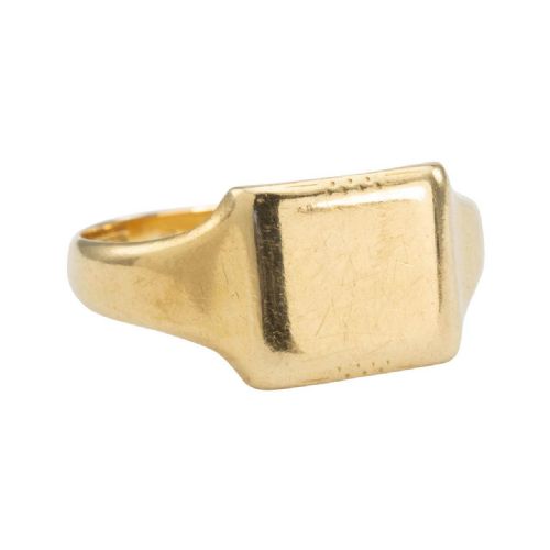 vintage 1930s 18ct gold plain square signet ring - CATEGORY: ANTIQUE JEWELLERY - DATED 1930