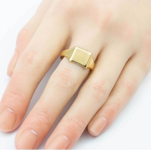 VINTAGE 1930S 18CT GOLD PLAIN SQUARE SIGNET RING - ADDITIONAL PHOTO 1