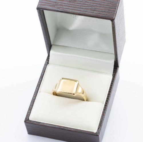 VINTAGE 1930S 18CT GOLD PLAIN SQUARE SIGNET RING - ADDITIONAL PHOTO 6