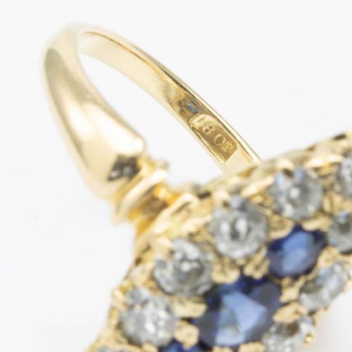 ANTIQUE EDWARDIAN 18CT GOLD OLD CUT SAPPHIRE DIAMOND MARQUISE RING - ADDITIONAL PHOTO 4