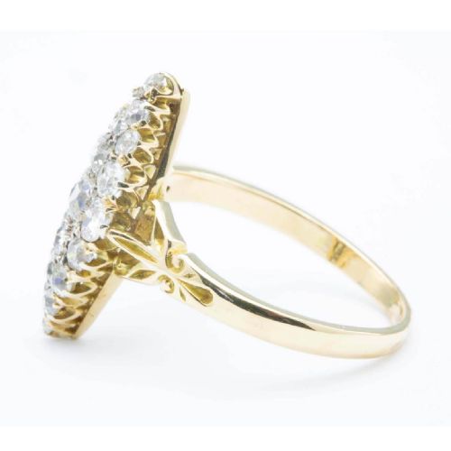 ANTIQUE EDWARDIAN 18CT GOLD OLD CUT DIAMOND MARQUISE RING - ADDITIONAL PHOTO 3