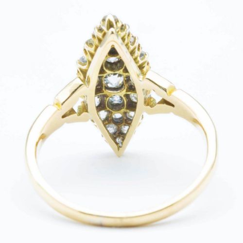 ANTIQUE EDWARDIAN 18CT GOLD OLD CUT DIAMOND MARQUISE RING - ADDITIONAL PHOTO 4