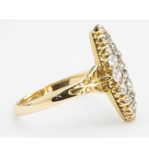 ANTIQUE EDWARDIAN 18CT GOLD OLD CUT DIAMOND MARQUISE RING - ADDITIONAL PHOTO 5
