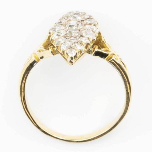 ANTIQUE EDWARDIAN 18CT GOLD OLD CUT DIAMOND MARQUISE RING - ADDITIONAL PHOTO 6
