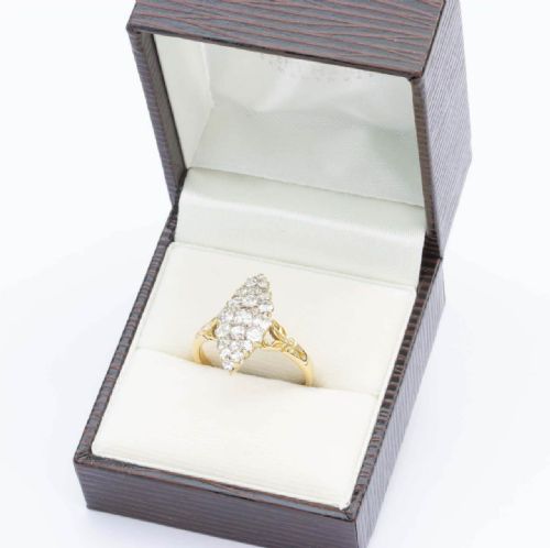 ANTIQUE EDWARDIAN 18CT GOLD OLD CUT DIAMOND MARQUISE RING - ADDITIONAL PHOTO 7