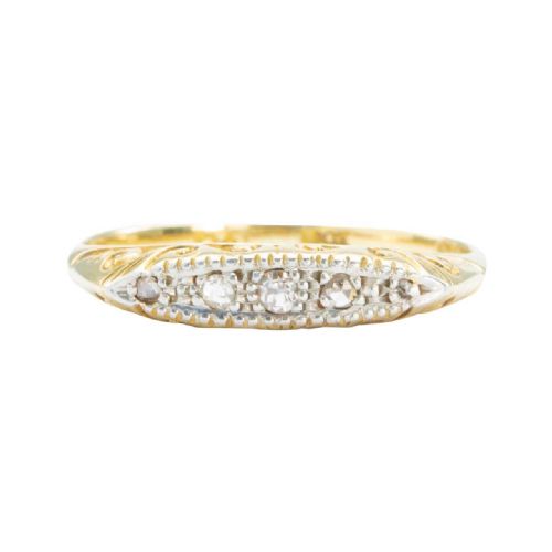 vintage 18ct gold 5 stone rose cut diamond ring - CATEGORY: ANTIQUE JEWELLERY - DATED 1930