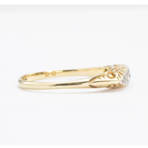 VINTAGE 18CT GOLD 5 STONE ROSE CUT DIAMOND RING - ADDITIONAL PHOTO 1
