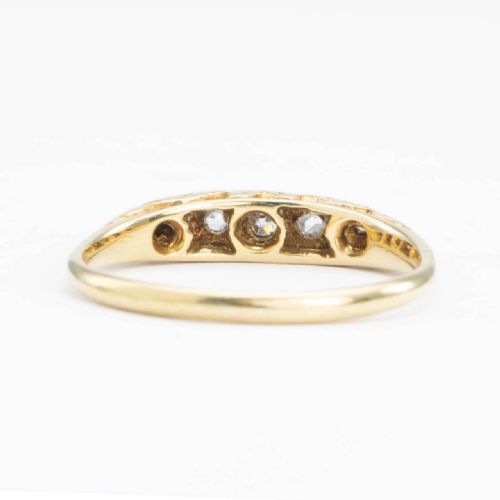 VINTAGE 18CT GOLD 5 STONE ROSE CUT DIAMOND RING - ADDITIONAL PHOTO 3
