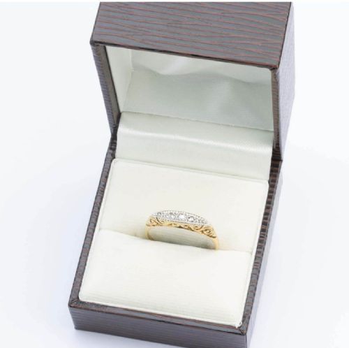 VINTAGE 18CT GOLD 5 STONE ROSE CUT DIAMOND RING - ADDITIONAL PHOTO 7