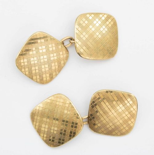 VINTAGE 9CT GOLD PATTERNED CHAIN CUFFLINKS HALLMARKED 1929 - ADDITIONAL PHOTO 1