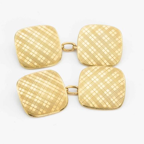 VINTAGE 9CT GOLD PATTERNED CHAIN CUFFLINKS HALLMARKED 1929 - ADDITIONAL PHOTO 2
