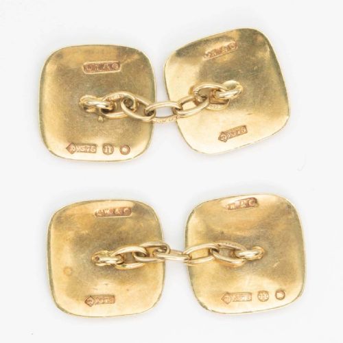 VINTAGE 9CT GOLD PATTERNED CHAIN CUFFLINKS HALLMARKED 1929 - ADDITIONAL PHOTO 4