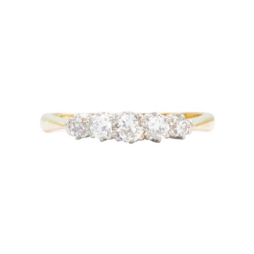 vintage 18ct gold 5 stone old cut diamond ring 191020s 035 carat - CATEGORY: ANTIQUE JEWELLERY - DATED 1920