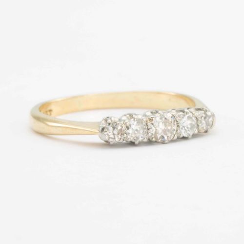 VINTAGE 18CT GOLD 5 STONE OLD CUT DIAMOND RING 191020S 035 CARAT - ADDITIONAL PHOTO 2