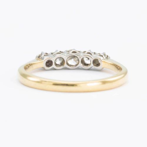 VINTAGE 18CT GOLD 5 STONE OLD CUT DIAMOND RING 191020S 035 CARAT - ADDITIONAL PHOTO 4