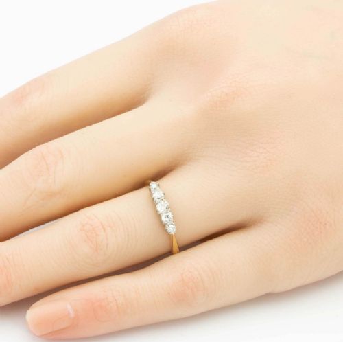 VINTAGE 18CT GOLD 5 STONE OLD CUT DIAMOND RING 191020S 035 CARAT - ADDITIONAL PHOTO 6