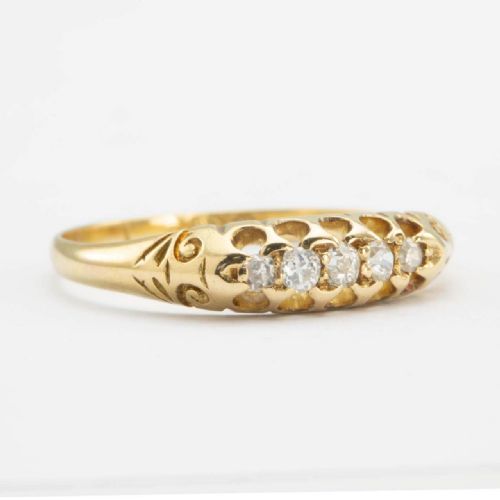 ANTIQUE VICTORIAN 18CT GOLD OLD CUT 5 STONE DIAMOND RING HALLMARKED 1899 - ADDITIONAL PHOTO 1
