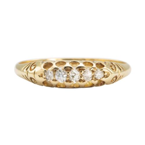 antique victorian 18ct gold old cut 5 stone diamond ring hallmarked 1899 - CATEGORY: ANTIQUE JEWELLERY - DATED VICTORIAN