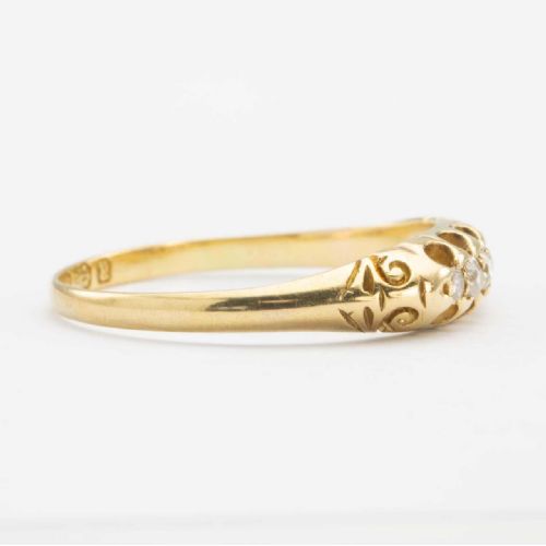 ANTIQUE VICTORIAN 18CT GOLD OLD CUT 5 STONE DIAMOND RING HALLMARKED 1899 - ADDITIONAL PHOTO 2