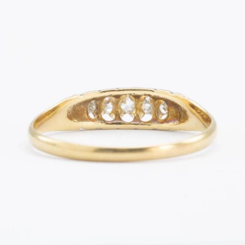 ANTIQUE VICTORIAN 18CT GOLD OLD CUT 5 STONE DIAMOND RING HALLMARKED 1899 - ADDITIONAL PHOTO 4