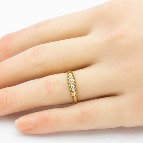 ANTIQUE VICTORIAN 18CT GOLD OLD CUT 5 STONE DIAMOND RING HALLMARKED 1899 - ADDITIONAL PHOTO 6