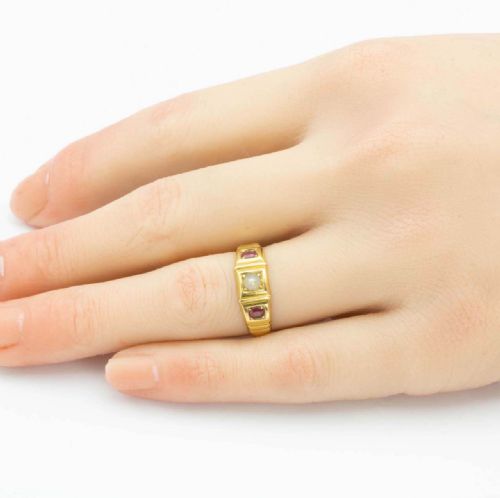 ANTIQUE VICTORIAN 18CT GOLD PEARL AND RUBY GYPSY RING HALLMARKED 1894 - ADDITIONAL PHOTO 6