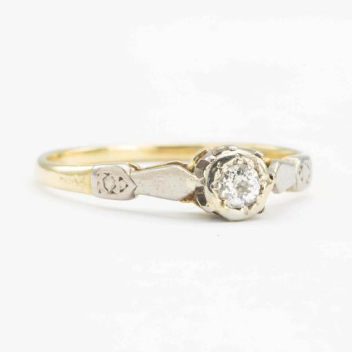 ANTIQUE 18CT GOLD OLD CUT 010 CARAT DIAMOND SOLITAIRE ENGAGEMENT RING - ADDITIONAL PHOTO 1