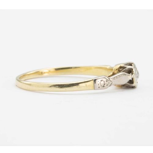 ANTIQUE 18CT GOLD OLD CUT 010 CARAT DIAMOND SOLITAIRE ENGAGEMENT RING - ADDITIONAL PHOTO 2