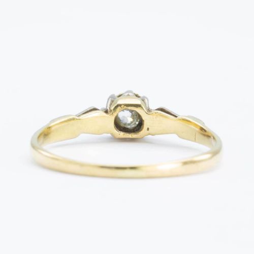 ANTIQUE 18CT GOLD OLD CUT 010 CARAT DIAMOND SOLITAIRE ENGAGEMENT RING - ADDITIONAL PHOTO 3