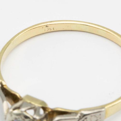 ANTIQUE 18CT GOLD OLD CUT 010 CARAT DIAMOND SOLITAIRE ENGAGEMENT RING - ADDITIONAL PHOTO 5