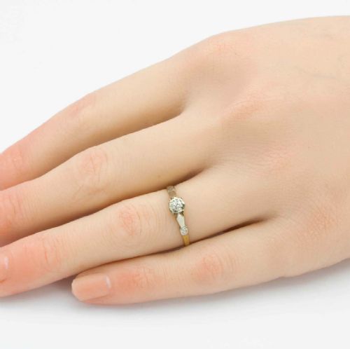 ANTIQUE 18CT GOLD OLD CUT 010 CARAT DIAMOND SOLITAIRE ENGAGEMENT RING - ADDITIONAL PHOTO 6