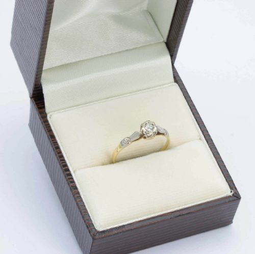 ANTIQUE 18CT GOLD OLD CUT 010 CARAT DIAMOND SOLITAIRE ENGAGEMENT RING - ADDITIONAL PHOTO 7