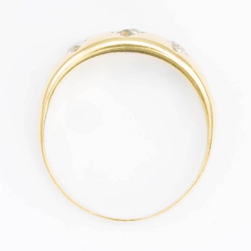 ANTIQUE 18CT GOLD 3 STONE OLD CUT DIAMOND GYPSY RING - ADDITIONAL PHOTO 2