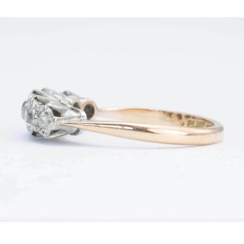 ANTIQUE 18CT GOLD 5 STONE OLD CUT ILLUSION SET DIAMOND RING - ADDITIONAL PHOTO 1