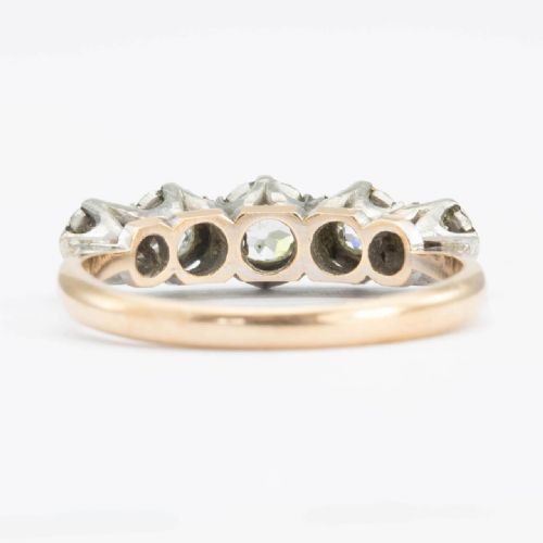 ANTIQUE 18CT GOLD 5 STONE OLD CUT ILLUSION SET DIAMOND RING - ADDITIONAL PHOTO 3