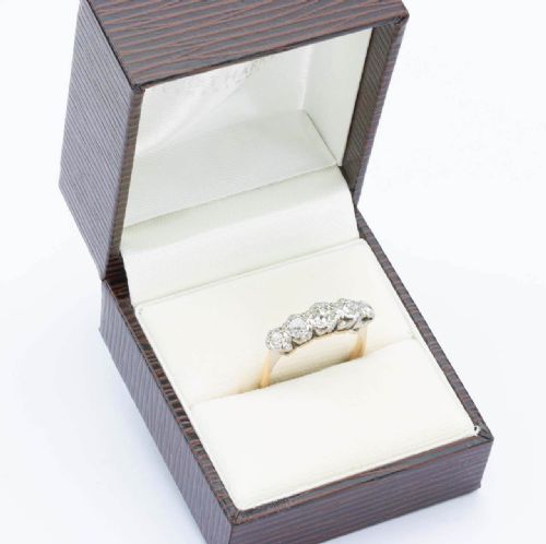 ANTIQUE 18CT GOLD 5 STONE OLD CUT ILLUSION SET DIAMOND RING - ADDITIONAL PHOTO 6