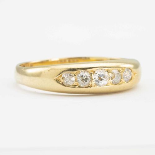 ANTIQUE 18CT GOLD OLD CUT 5 STONE DIAMOND GYPSY RING - ADDITIONAL PHOTO 1